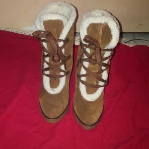 MIA Suede and fur lace-up boots